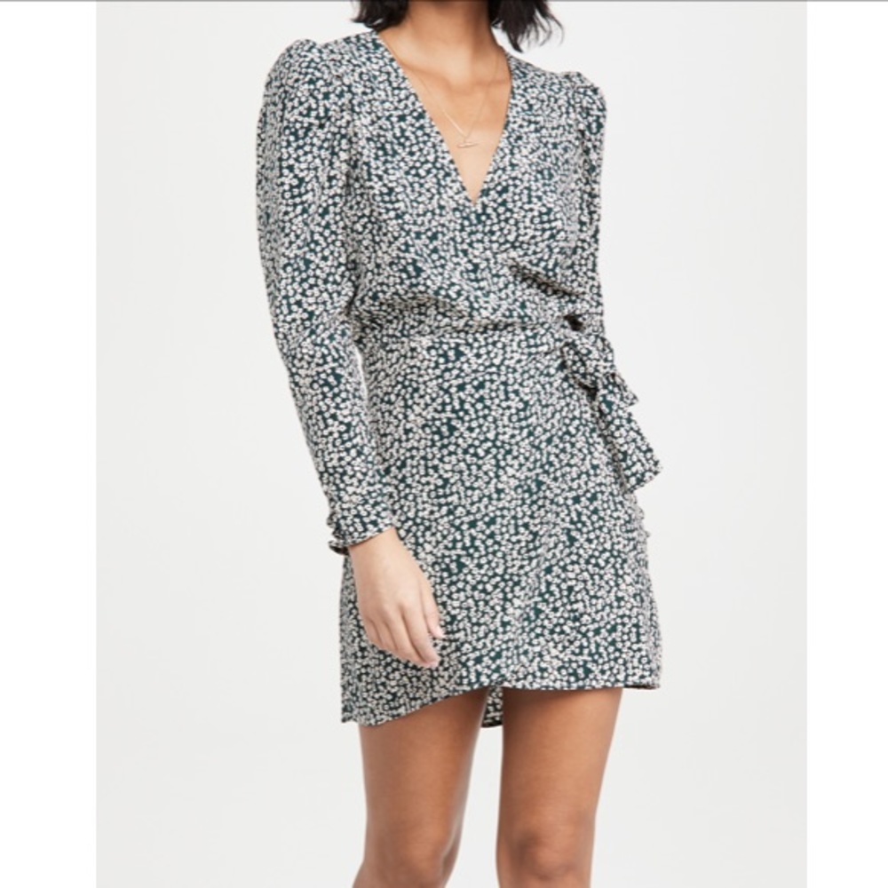 NWT Free People Kinsley Long Sleeve Floral Wrap Mini Dress